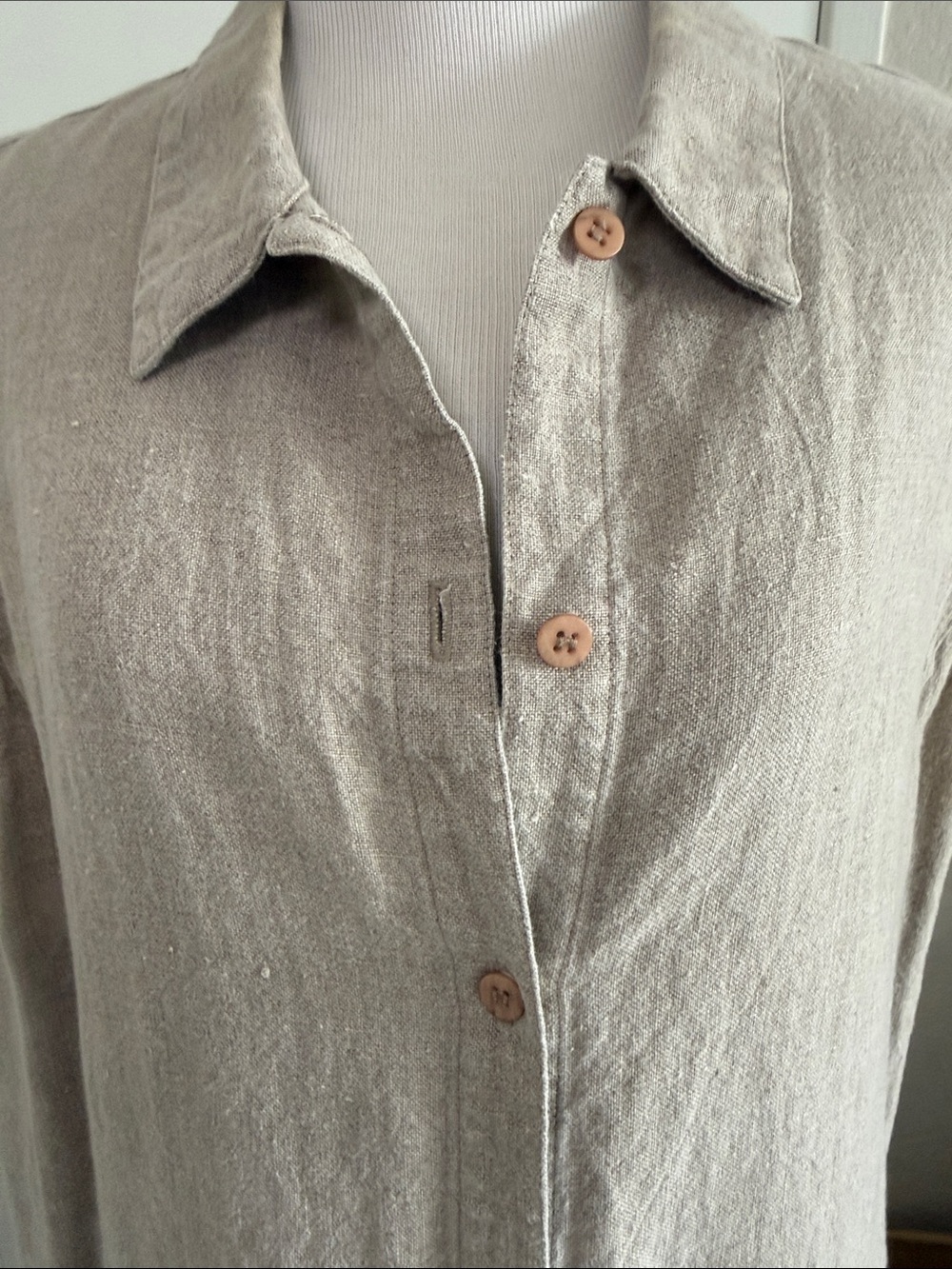 Size L Eileen Fisher Sleeveless Button-Down Linen Maxi Dress - Picture 5 of 5